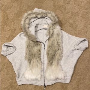 Anthropologie Sweater Zip Vest with Fur